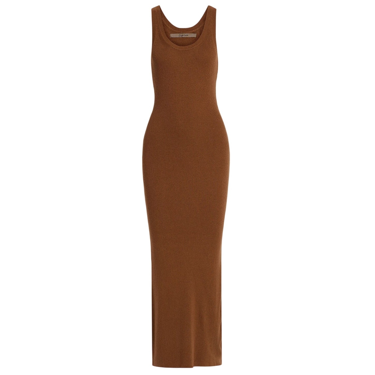 Enza Costa Ribbed Knit Brown Maxi Tank Dress Size Xs